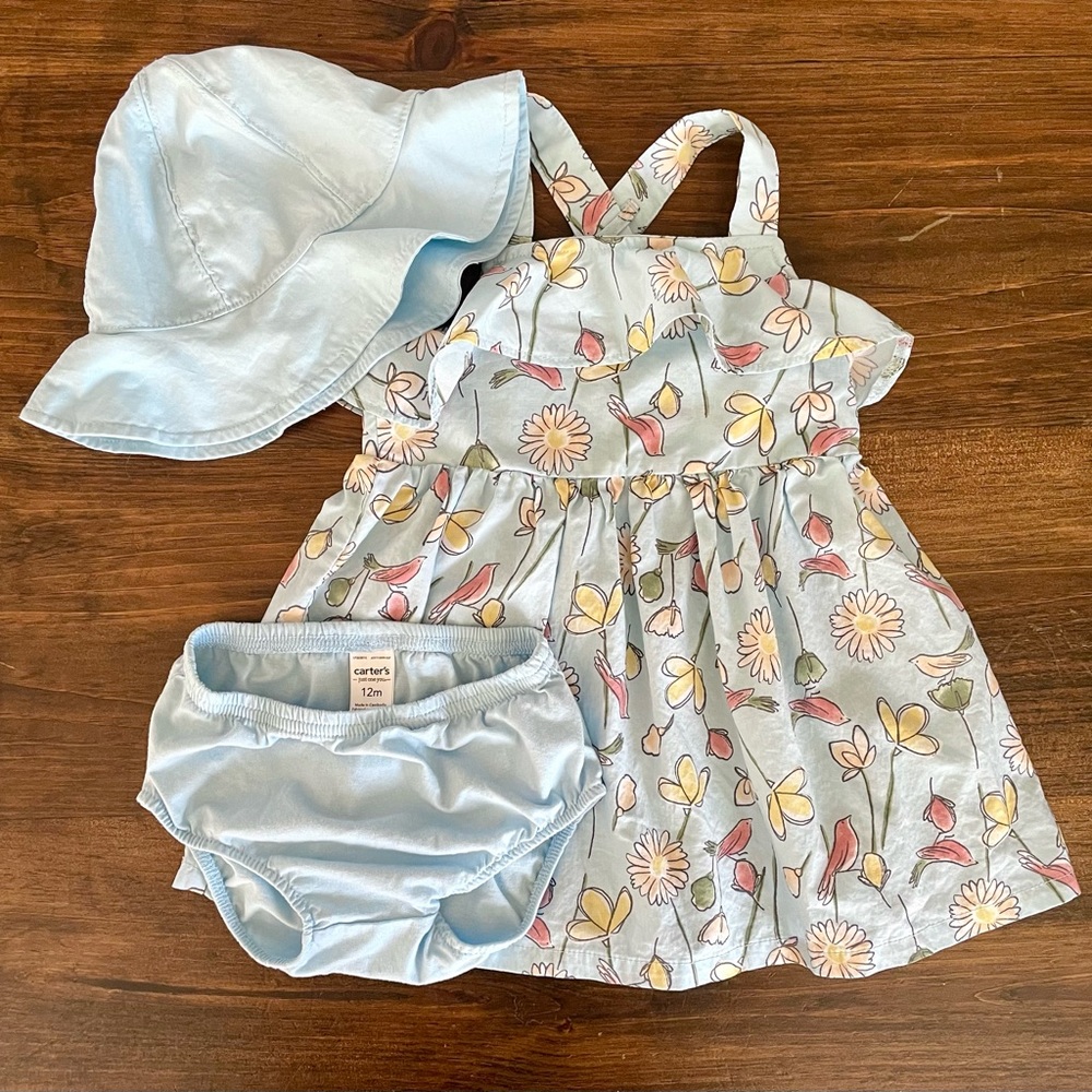 Carter’s 12 Months Blue Floral Outfit with Hat